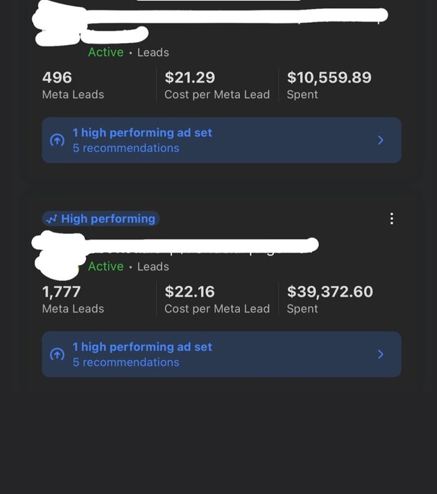 Meta Ads Manager: med spa lead results