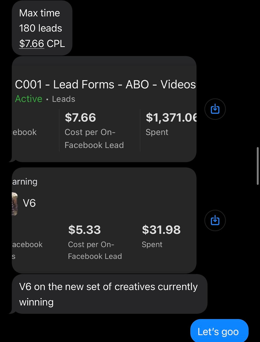 Meta Ads Manager: $5.33 cost per lead